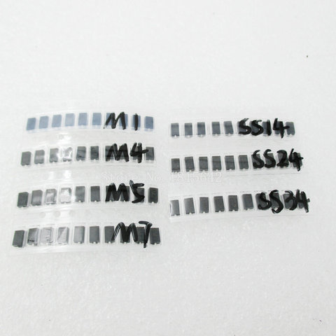 Paquet de diodes SMD, 7 sortes * 10 pièces = 70 pièces/lot, M1 (1N4001) / M4 (1N4004) / M7 (1N4007)/ SS14 US1M RS1M SS34 Kit ► Photo 1/2