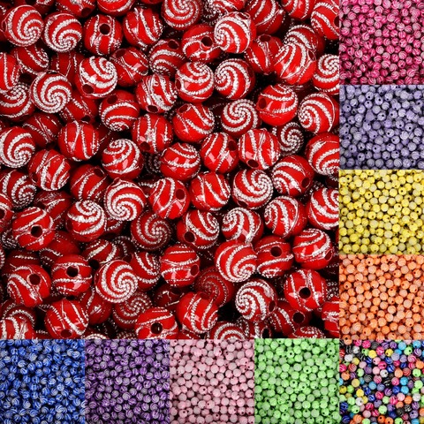 Strass colorés de 8mm, perles acryliques rondes avec motif en spirale, pour bricolage artisanal, décoration scrapbooking, 100 pièces/lot ► Photo 1/6