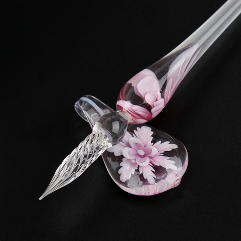 Cadeau de stylos d'encre de signe de stylo d'immersion en verre à fleurs en cristal élégant d'art fait main Vintage ► Photo 1/6