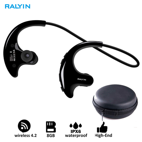 RALYIN M1 Bluetooth MP3 écouteur intégré 8GB Sport étanche casque sans fil casque pour courir écouteurs ► Photo 1/6