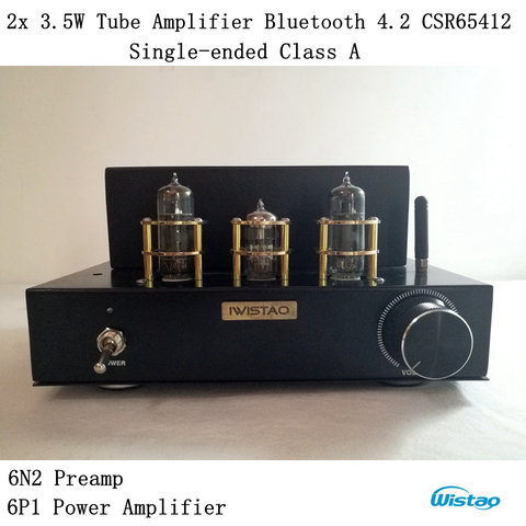 Amplificateur de Tube sans fil Bluetooth 4.2 mono-fini classe A bureau 6N2 préampli 6P1 Power Stage 2x3.5 W APT-X HIFI Audio 110/220 V ► Photo 1/6