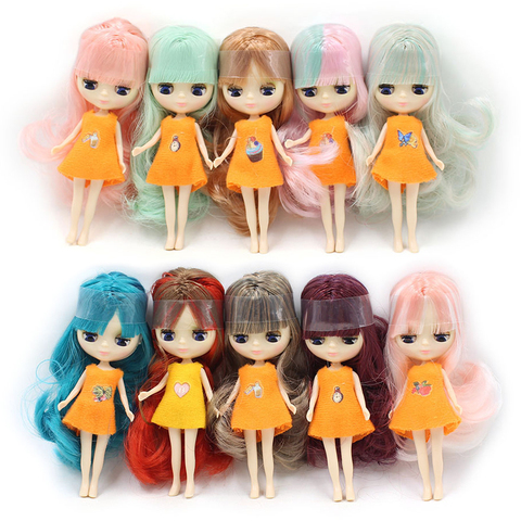 Mini blyth doll colourful bangs hairs nude factory doll Suitable for diy change makeup 11cm fashion girl toys ► Photo 1/6