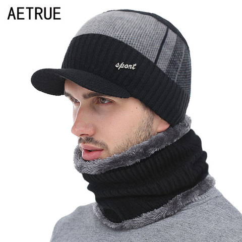 Bonnet en tricot pour hommes et femmes, Bonnet pour l'hiver, col, Bonnet en fourrure ► Photo 1/6