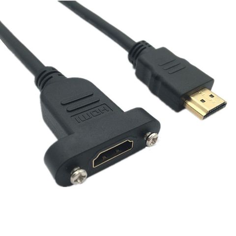 HDTV 19pin-19pin 2.0V 2160P 4K 60Hz mâle à femelle câble d'extension compatible HDMI avec trou de vis peut verrouiller le câble de montage du panneau ► Photo 1/6