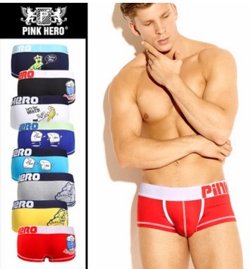 Livraison gratuite! Marque rose héros solide boxeurs sexy sous-vêtements confortables boxeurs hommes boxer court caleçon gay sous-vêtements ► Photo 1/4