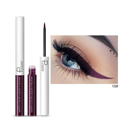 Eyeliner liquide imperméable, mat, facile à porter, 15 couleurs, bleu, rouge, vert, blanc, or, marron ► Photo 1/6