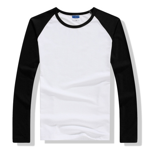 2022 Automne Hiver à manches longues T-shirt Hommes Contraste Couleur Col Rond Coton Hommes décontracté Slim Fit Raglan T-Shirts T-Shirts hauts ► Photo 1/5