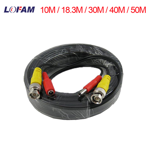 LOFAM-câble Coaxial BNC pour vidéosurveillance, 10M / 18.3M / 30M / 40M/50M, connecteur BNC en cuivre DC, cordon d'alimentation analogique siamois AHD DVR, Accessoires de sécurité ► Photo 1/5