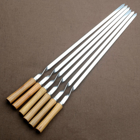 Brochettes de Barbecue à manche en bois en acier inoxydable, 21.56 