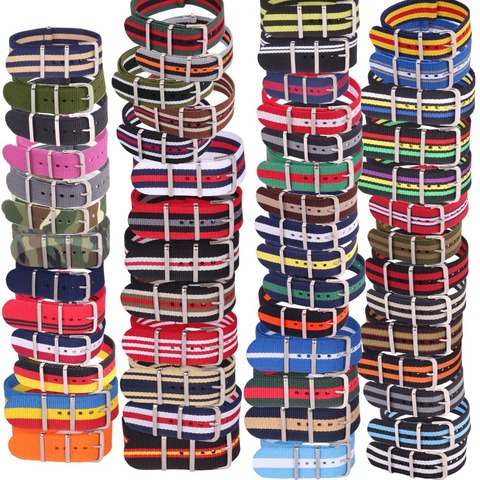 10 pcs En Gros Lot Bande Rétro 22mm Forte Militaire Tissé Armée tissu nato Nylon Bracelet Bande Boucle 22mm bracelet ► Photo 1/5