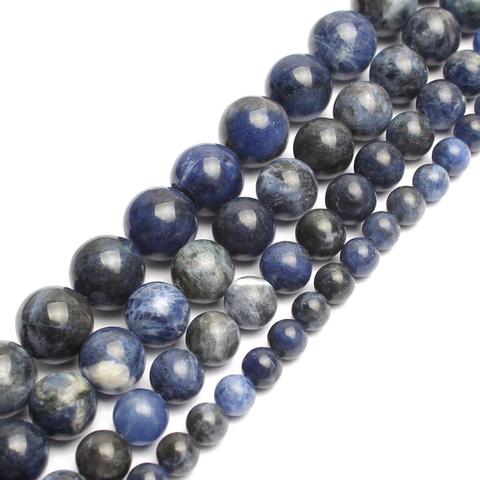 Perles rondes en pierre naturelle Sodalite bleue, pour la fabrication de bijoux, 15.5 pouces, taille 2/3/4/6/8/10/12mm, vente en gros ► Photo 1/4