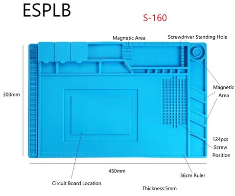 ESPLB 45x30 cm S-160 Silicone Isolation thermique Pad De Travail Bureau Tapis Plate-Forme pour BGA À Souder Station De Réparation avec magnétique ► Photo 1/5