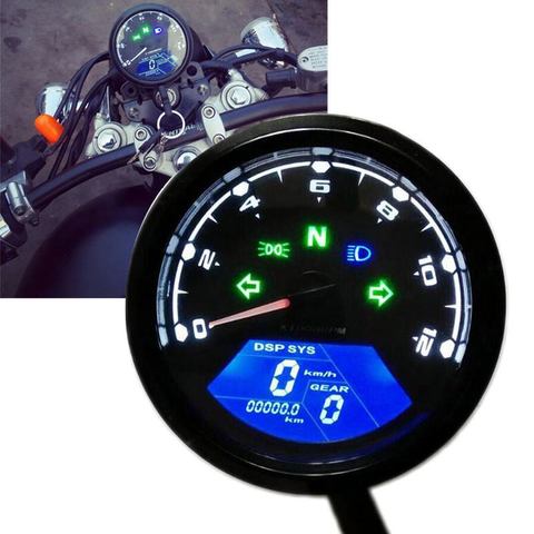 Tableau de bord de moto universelle, alarme faible en huile, double vitesse, Anti-éblouissement numérique LCD, odomètre, tachymètre ► Photo 1/6