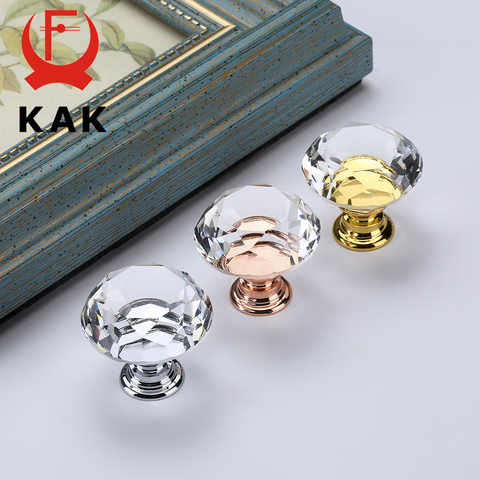 KAK-boutons et poignées en verre cristal en forme de diamant boutons de tiroir et de commode pour armoires de cuisine, poignées de meuble quincaillerie 30mm ► Photo 1/6