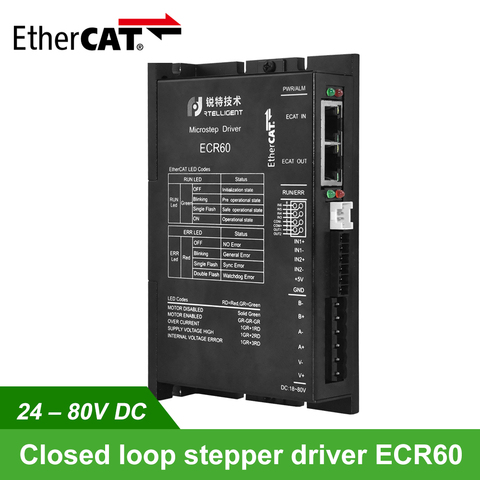 Rtelligent – moteur Stepper Nema 23, 24-80V DC EtherCAT, type bus de terrain, à boucle fermée, pilote CiA402 standard ► Photo 1/6