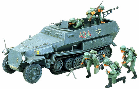 Kit de construction modèle allemand Hanomag Sdkfz, échelle 1/35, 251/1 w/5 figurines, assemblage militaire, Tamiya 35020 ► Photo 1/2