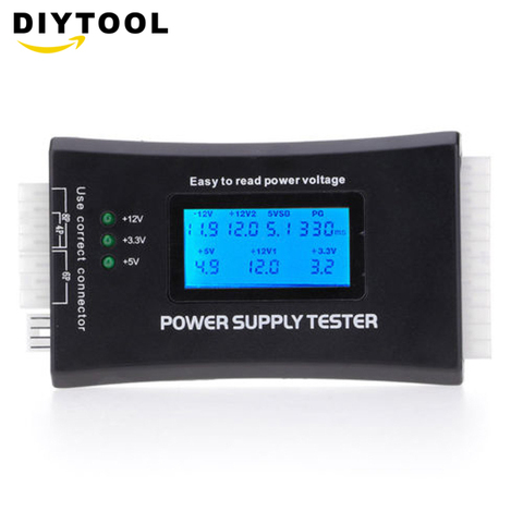 1 pièces numérique LCD testeur d'alimentation ordinateur multifonction 20 24 broches LCD HD ATX BTX tension Test Source testeur de batterie ► Photo 1/4