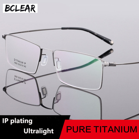 BCLEAR-lunettes pour hommes, monture optique, classique, en titane pur, monture optique, Ultra légère, Slim, couleur noire et grise ► Photo 1/5