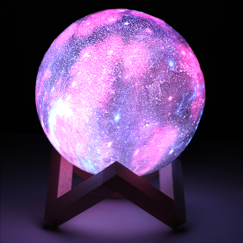 Coquimbo 16 couleurs 3D impression lune lampe avec télécommande ciel étoilé galaxie lumière intégrée batterie Rechargeable lampe de nuit ► Photo 1/6