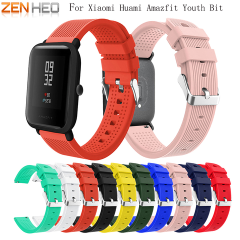 Bracelet en Silicone souple 20mm pour Xiaomi Huami Amazfit Bip BIT rythme Lite jeunesse montre intelligente Bracelet de poignet portable Bracelet de montre ► Photo 1/6