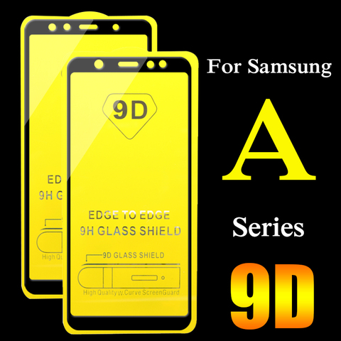 2 pièces 9D Verre Protecteur Pour Samsung Galaxy A6 A7 A8 2022 Plus A3 A5 2017 ScreenProtector 3 5 6 7 8 pleine couverture En Verre Trempé ► Photo 1/6