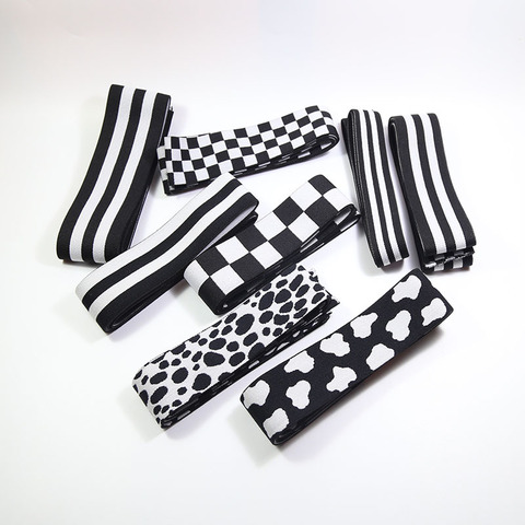 Bandes élastiques noir et blanc 25-50MM, sacs et pantalons, ruban en caoutchouc, accessoires de couture, bricolage ► Photo 1/5