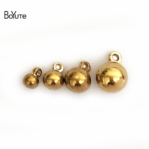 BoYuTe-perles de pendentif en laiton massif de 3MM 4MM 5MM 6MM avec boucle, perles en métal bricolage la fabrication de bijoux, 100 pièces/lot ► Photo 1/5