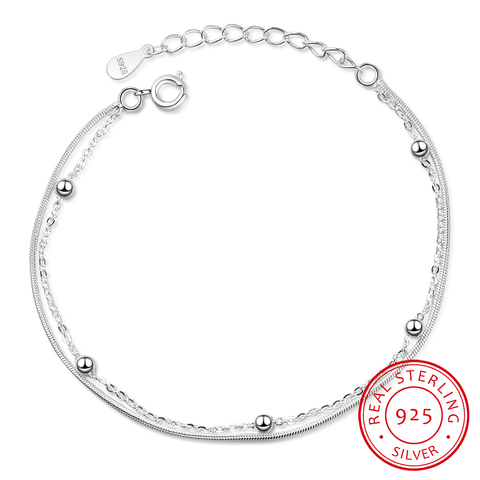 Bracelet Double couche ajustable en argent Sterling 925 pour femmes, bijou fin de mariage, nouvelle collection ► Photo 1/6