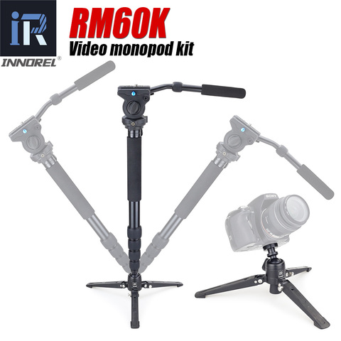 INNOREL RM60K Kit monopode caméra professionnel en aluminium vidéo-pied monopode Mini trépied de Table avec tête vidéo fluide support Unipod ► Photo 1/6