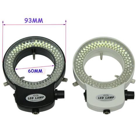 Réglable 6500 K 144 LED anneau lumière illuminateur lampe pour l'industrie stéréo Microscope lentille caméra loupe 110 V-240 V adaptateur ► Photo 1/4