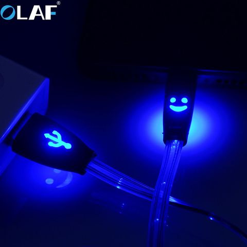 OLAF – câble Micro USB LED pour recharge de données, cordon de chargeur pour téléphone Samsung, Xiaomi, Huawei, Android, 1m ► Photo 1/6