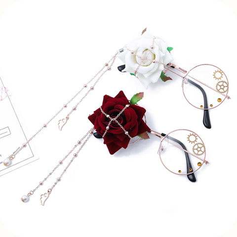 Lunettes à main Lolita Lolita, équipement de perle, ailes plates décoratives, mouvement cos ► Photo 1/4