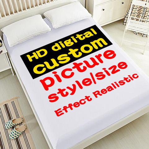 Drap-housse avec impression numérique 3D HD, drap-housse personnalisé avec élastique, couverture de matelas 160x200, livraison directe ► Photo 1/6