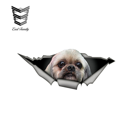 EARLFAMILY 15cm x 6cm Shih tzu 3D voiture autocollants drôle chien de compagnie décalque créatif modifié autocollants imperméable voiture style décoration ► Photo 1/2