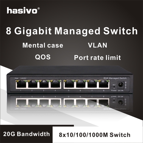 Switch Ethernet géré Gigabit, 8 ports, 10/100/1000M, VLAN, 8 ports gérés ► Photo 1/5