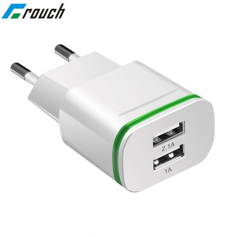 Prise EU US 2 Ports lumière LED chargeur USB 5 V 2A adaptateur mural téléphone portable Micro câble de données charge pour iPhone iPad Samsung ► Photo 1/6