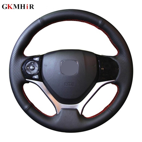 Housse de volant cuir artificiel noir housse de volant pour Honda Civic Civic 9 2012 2013 2014 2015 ► Photo 1/6