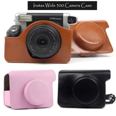 Fujifilm Instax Wide 300 étui pour appareil photo instantané, sac de transport en cuir PU de qualité, 5 couleurs-rose, marron et noir ► Photo 1/6