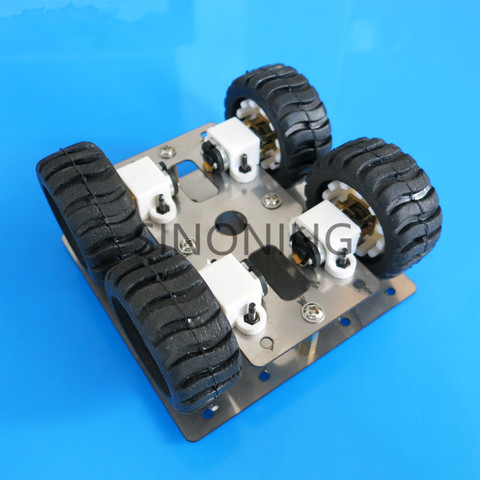 Plate-forme de châssis de voiture robot 4WD en acier inoxydable, plate-forme de châssis de voiture, moteur d'engrenage N20 ► Photo 1/1