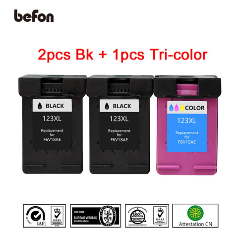 Befon – recharge d'encre pour imprimante HP 123 HP123, 1 couleur noire, 123XL, pour Deskjet 1110, 2130, 2132, 2133, 2134, 3630 ► Photo 1/6