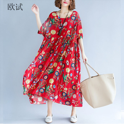 Robe imprimé Floral, style Boho, grande taille, tenue de plage femmes, coton, 4XL 5XL 6Xl, ample, 2022 ► Photo 1/6