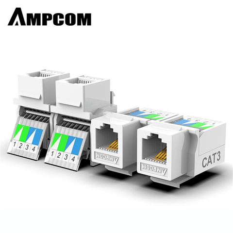 Module téléphonique sans outil AMPCOM RJ11 CAT3 Module vocal adaptateur plaqué or prise Keystone C26 ► Photo 1/1