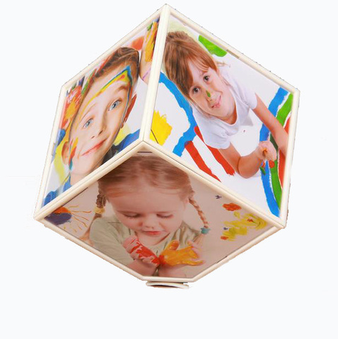 Électrique automatique Rotation cadre Photo Art décor créatif Six côtés cadre Photo personnalité Cube 360 degrés cadre dimensionnel ► Photo 1/6
