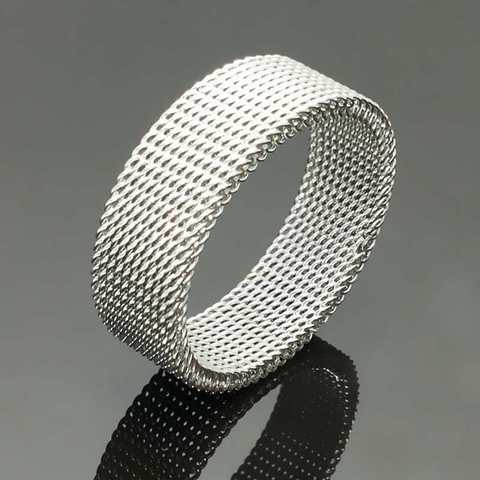 Bague en maille pour hommes, en acier inoxydable, moderne, en maille, en maille, pour bijoux pour hommes ► Photo 1/5