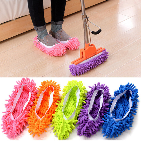 Pantoufles de nettoyage de la poussière de sol, couvre-chaussures paresseux, serpillière multifonction, en microfibre, pour la maison ► Photo 1/1