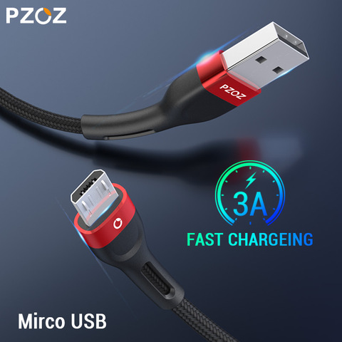 Câble Micro Usb PZOZ 3A charge rapide pour Samsung Huawei Xiaomi redmi honneur LG données chargeur de téléphone portable Android cordon Microusb ► Photo 1/6