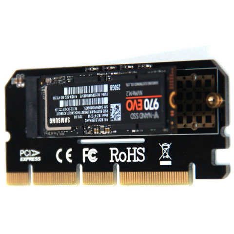 Adaptateur M.2 SSD PCIE, coque en alliage d'aluminium, carte d'extension LED, Interface d'ordinateur, M.2 NVMe SSD NGFF à PCIE 3.0x16 Riser ► Photo 1/6