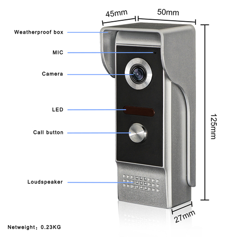 Pour 2v1 7 ''TFT LCD Filaire Vidéo Porte Téléphone Système Interphone Visuel Sonnette 800x480 Moniteur D'intérieur 700TVL Caméra Infrarouge extérieure ► Photo 1/3