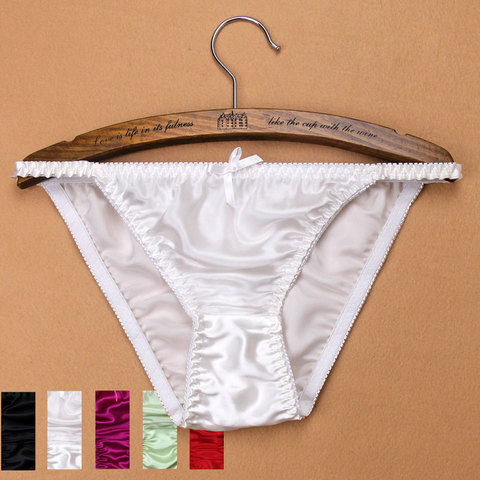 Culotte en soie Pure de qualité pour femme, culotte en soie de mûrier 100%, Lingerie taille basse, T strings M/L/XL/XXL, livraison gratuite ► Photo 1/5