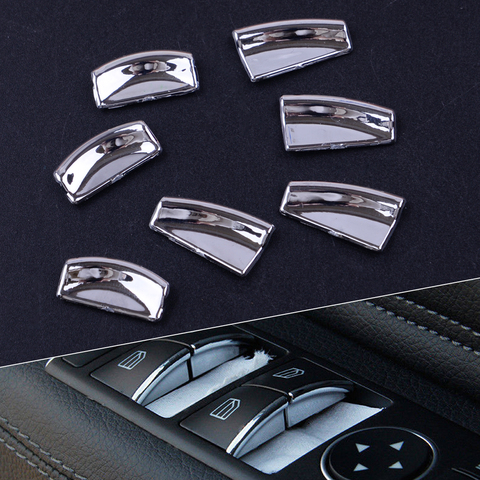 Autocollants de garniture de couvercle de bouton de lève-vitre de porte intérieure de voiture adaptés pour Mercedes Benz E W212 C W204 GLA X204 ML GL W246 X166 classe ► Photo 1/4